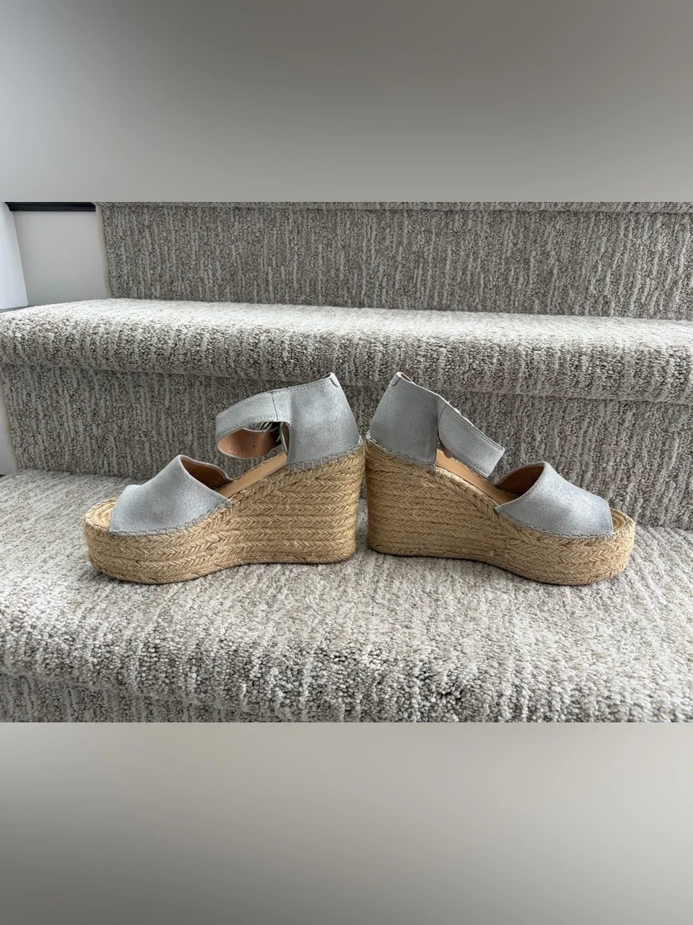 Marc Fisher Alida Espadrille Wedge Sandals Metallic Leather Women Size 7.5